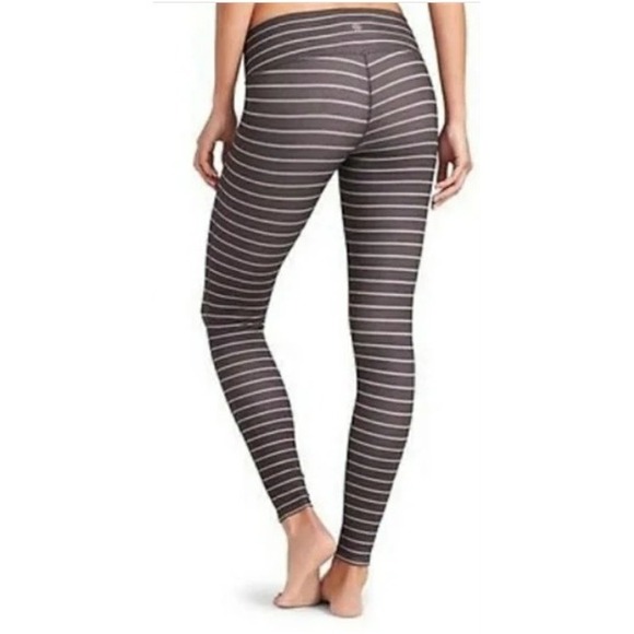 Athleta Pants - ATHLETA Chaturanga Brown Tan Striped Yoga Ankle Pants Workout Leggings XL